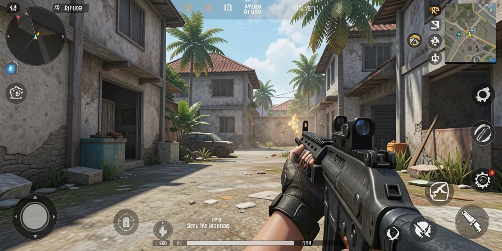 Tangkapan layar utama AYU89 menampilkan aksi pertempuran intens di game FPS.