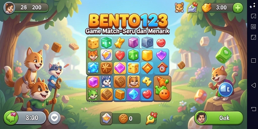 Tampilan gameplay seru BENTO123 dengan grafis berwarna-warni.
