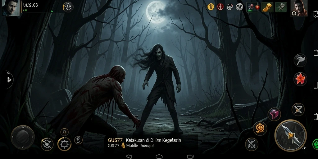 Tampilan gameplay <strong>GUS77</strong> yang menyeramkan dan menegangkan saat menjelajahi kegelapan.