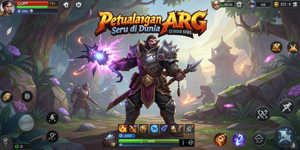 Tangkapan layar utama QQRP menampilkan aksi pertarungan seru dalam dunia ARPG.