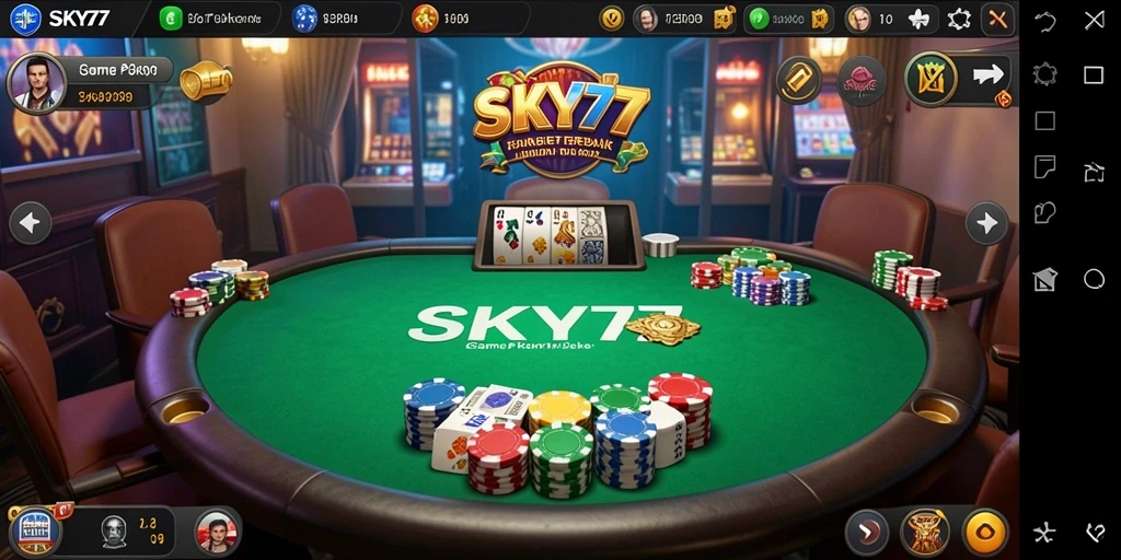 Screenshot gameplay <strong>SKY77</strong> yang menampilkan momen seru bermain Poker.