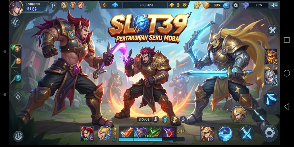 Tampilan seru dari gameplay SLOT39 dalam pertempuran tim MOBA.
