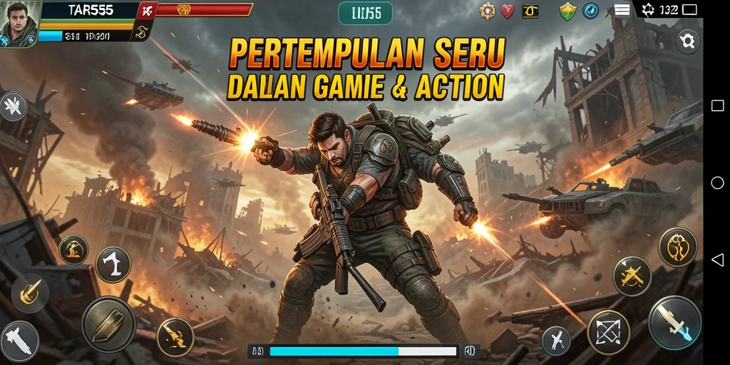 Tangkapan layar menampilkan aksi seru dari gameplay TAR555.
