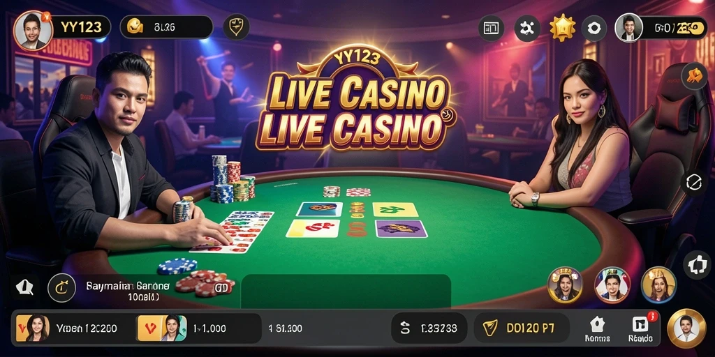 Tampilan gameplay Live Casino yang mendebarkan di YY123.
